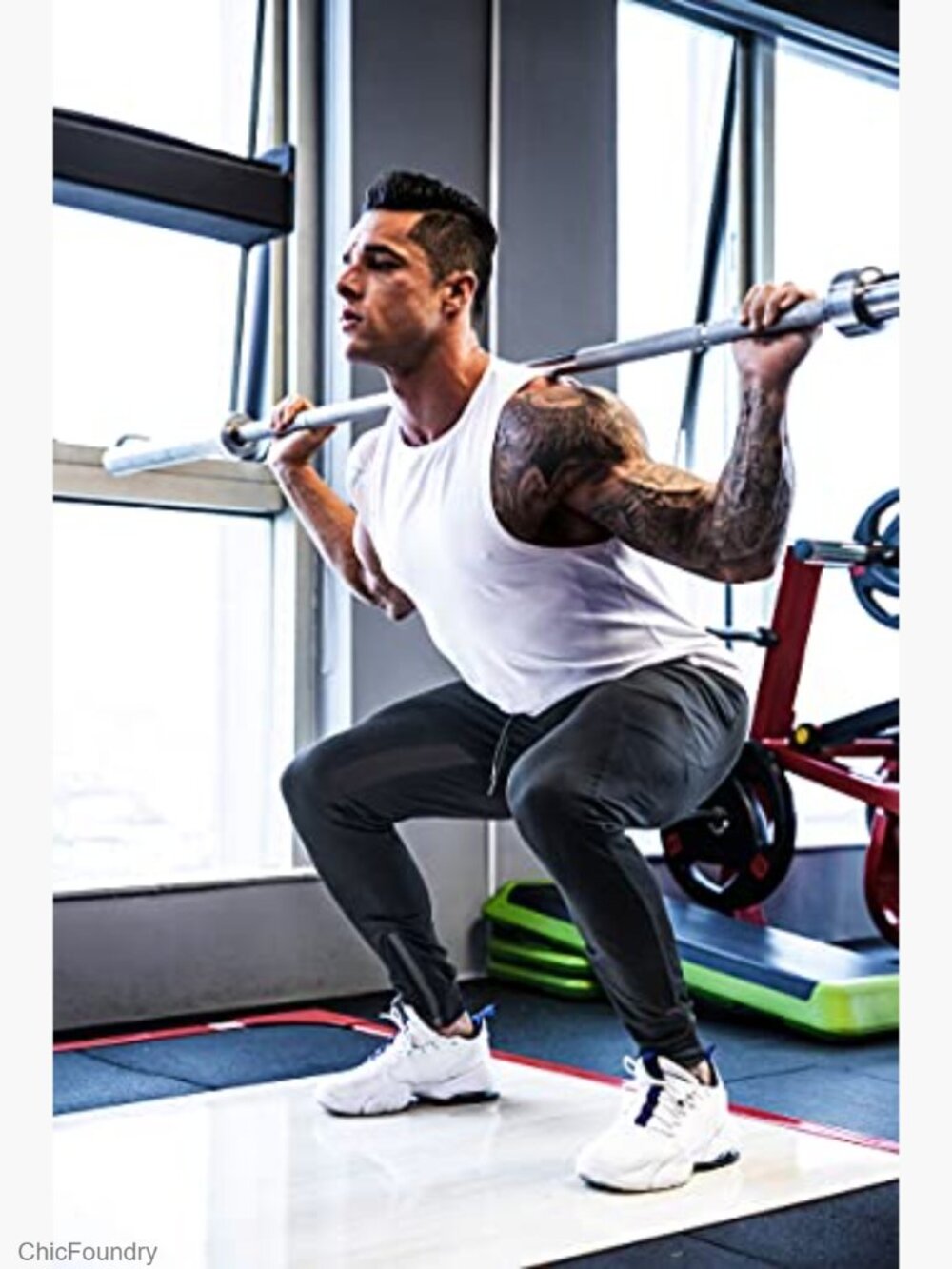 Mens Joggers Slim Fit Sweatpants with Zipper Pockets Workout Thigh Mesh - Picture 3 of 6